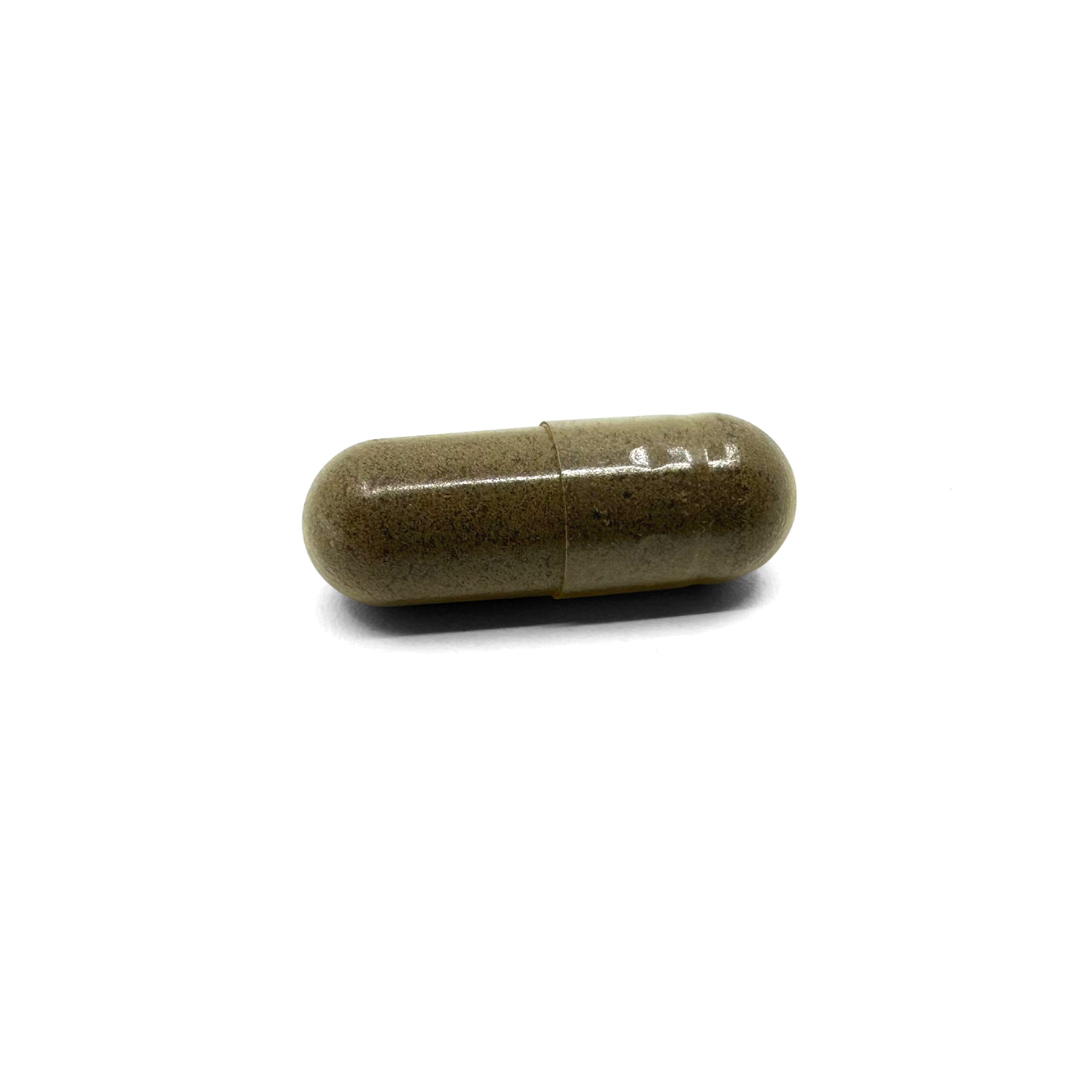 Green capsule of vital Agnus Castus herbal supplement on a white background
